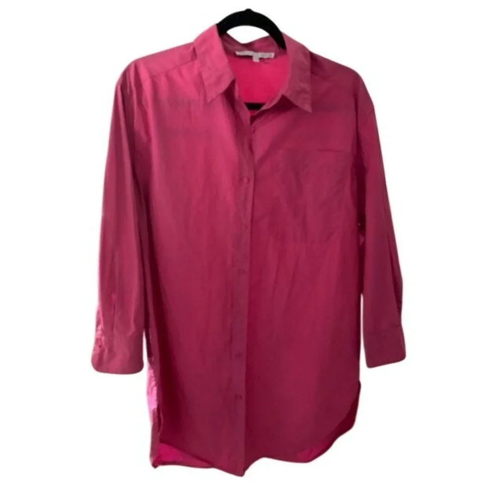 English Factory Hot Pink Cotton Button Down Mini Shirt Dress size Small - Picture 4 of 9